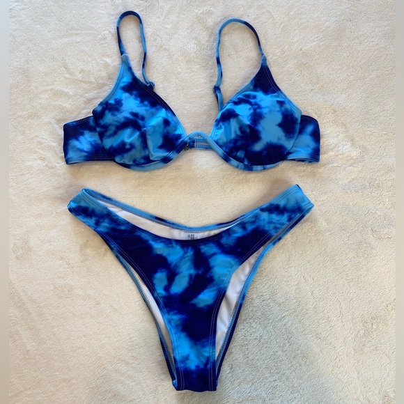Electric Blue & Light Blue Tie Die Bikini - Picture 7 of 14